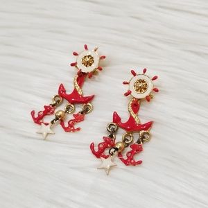 Vintage anchor statement earrings
